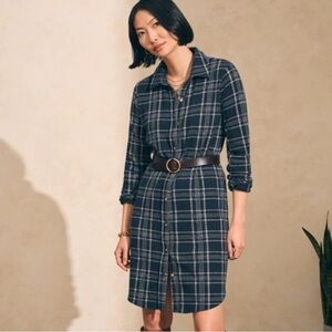 FAHERTY Large Cottagecore Eclectic Grandpa LEGEND SWEATER SHIRT DRESS Gray Plaid